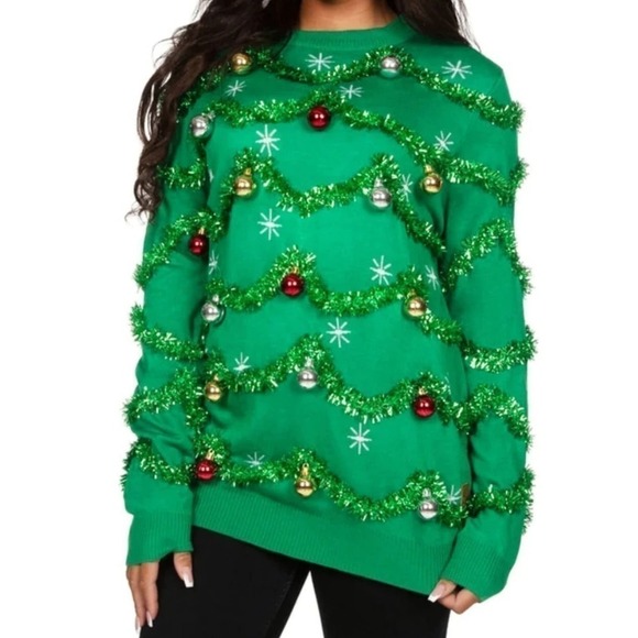 Tipsy Elves Ugly CHRISTMAS TREE SWEATER GARLAND OVERSIZED
Women's XL - Picture 1 of 7